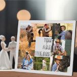 Placa Expositora Collage de fotos de aniversario eres el único gris<br><div class="desc">Collage moderno de fotos que puedes personalizar con 7 de tus fotos favoritas. La plantilla está preparada para que añadas tus fotos, trabajando en el sentido de las agujas del reloj desde la parte superior izquierda. Tus fotos están fijadas en un fondo gris sencillo y elegante. El texto dice "tú...</div>