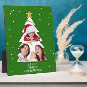 Placa Expositora Collage de fotos de árbol de navidad moderno merry