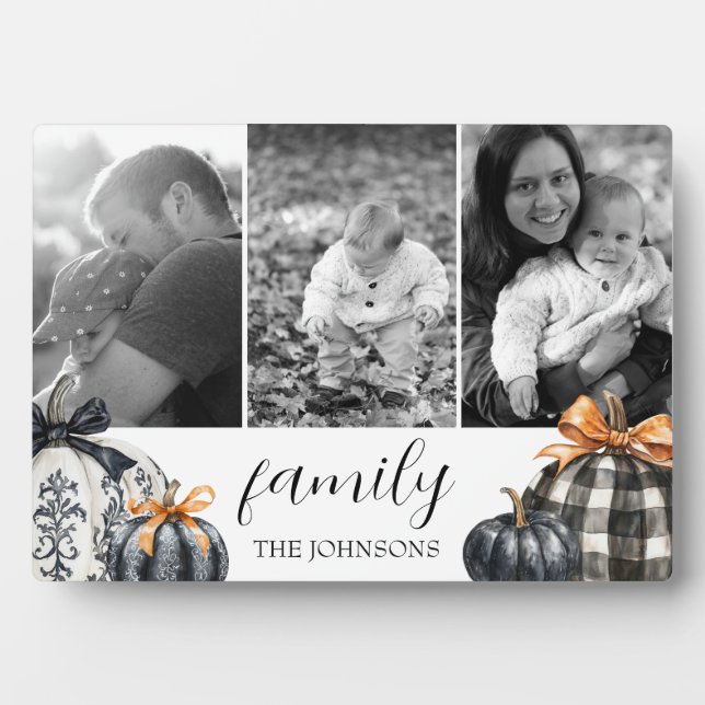 Placa Expositora Collage de fotos de calabaza de relleno de búfalo (Frente)