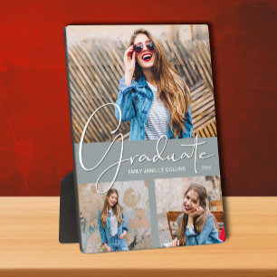 Placa Expositora Collage de fotos de graduación de moda en gris