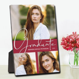 Placa Expositora Collage de fotos de graduación en Crimson