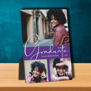 Placa Expositora Collage de fotos de graduación púrpura