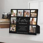 Placa Expositora Collage de fotos de guión de definición de hermana<br><div class="desc">Envía un hermoso regalo personalizado a tu hermana que ella apreciará para siempre. La placa está diseñada como una definición de diccionario con "hermana" diseñada en un hermoso estilo de escritura manuscrita. Bloque especial de fotos de collage personalizadas para mostrar sus propias fotos y recuerdos familiares especiales. Nuestro diseño presenta...</div>
