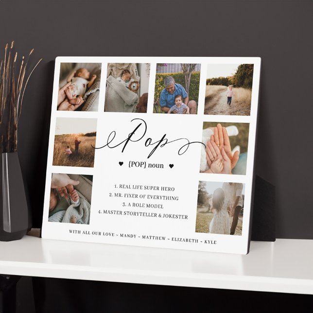 Placa Expositora Collage de fotos de guión de definición pop Keepsa (Pop Definition Script Photo Collage Keepsake Plaque)