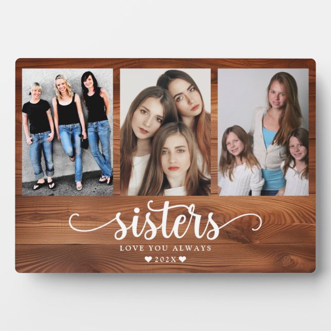 Placa Expositora Collage de fotos de hermanas personalizadas (Frente)