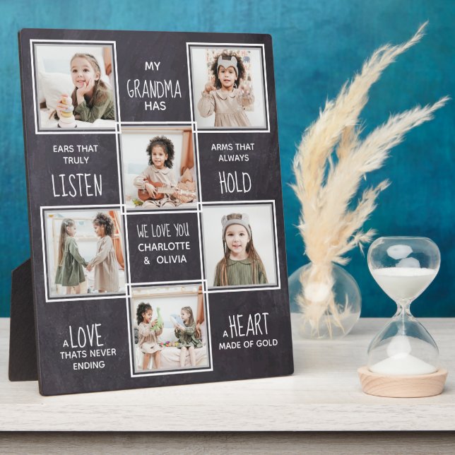 Placa Expositora Collage de fotos de la abuela personalizada (Lado)