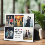 Placa Expositora Collage de fotos de los nietos mejor regalo de abu<br><div class="desc">Encanta a la abuela con nuestros nietos Collage de fotos la mejor abuela que jamás haya regalado. Esta hermosa placa de regalo muestra la encantadora cita "La mejor abuela de la historia" con un lindo ícono de corazón rosado al lado. Debajo de la cita, personalizarla con los nombres de los...</div>