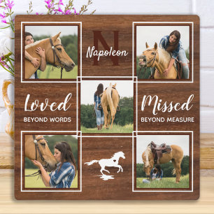 Placa Expositora Collage de Fotos de Mascotas Memorial de Caballo R