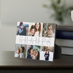 Placa Expositora Collage de fotos de nietos personalizados Gramps<br><div class="desc">Crea un regalo dulce para un querido abuelo con esta placa de seis collages de fotos. "GRAMPS" aparece en el centro con letras grises suaves,  con el mensaje de su personalizado y los nombres de sus nietos superpuestos.</div>