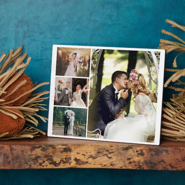 Placa Expositora Collage de fotos de personalización de 4 Personali (Lado)
