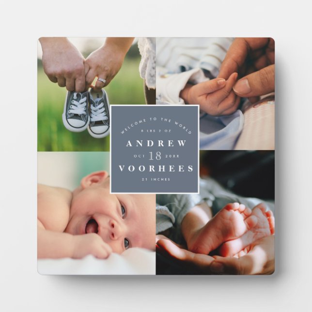 Placa Expositora Collage de fotos de Recién nacido moderno (Frente)