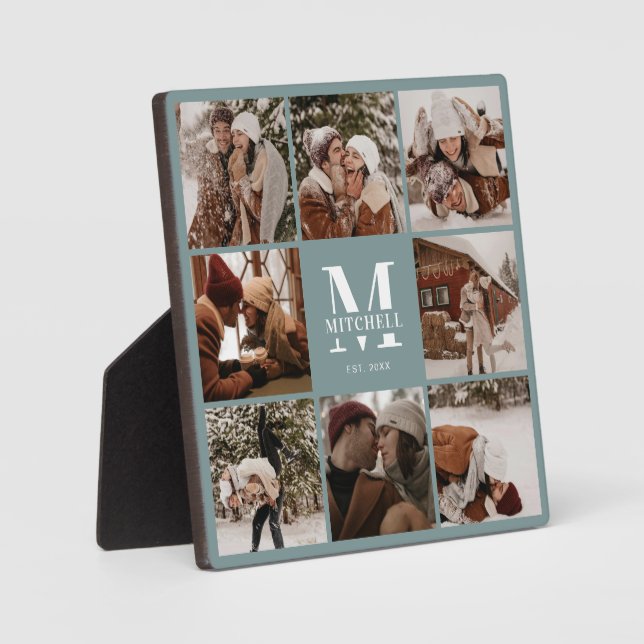 Placa Expositora Collage de fotos familiar Personalizado moderno |  (Anverso)