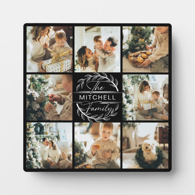 Placa Expositora Collage de fotos familiar Personalizado moderno |  (Frente)