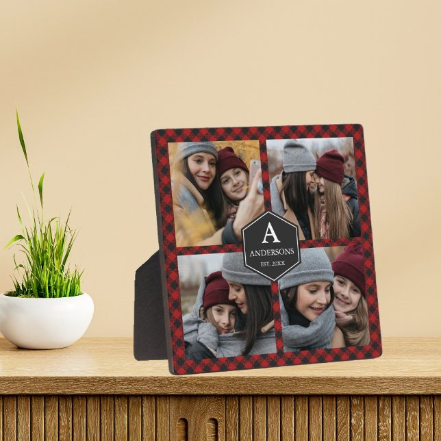 Placa Expositora Collage de fotos familiar Red Buffalo Plaid Lumber (Subido por el creador)