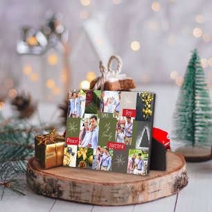 Placa Expositora Collage de fotos Familiar Rejilla Verde Y Navidade