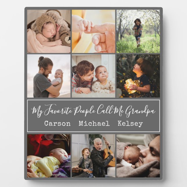 Placa Expositora Collage de fotos Gris 9 moderno para el abuelo (Frente)