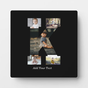 Placa Expositora Collage de fotos K de letras negras y blancas