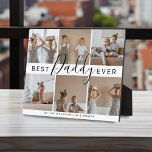 Placa Expositora Collage de fotos "Mejor Papi" moderno<br><div class="desc">Placa de estilo de collage de fotos moderna con 6 fotos de estilo de insta de tu elección,  el texto 'Mejor papa nunca' en un guión elegante de caligrafía,  un mensaje y nombre nos encantan.</div>