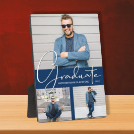 Placa Expositora Collage de fotos moderno de graduación Marina Azul