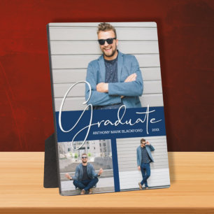 Placa Expositora Collage de fotos moderno de graduación Marina Azul