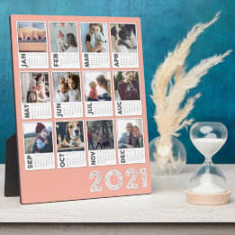 Placa Expositora collage de fotos moderno del calendario de escrito