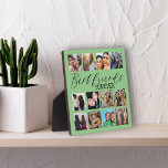 Placa Expositora Collage de fotos moderno verde de los mejores amig<br><div class="desc">Crea tu regalo único de 'Mejor amigo' con esta preciosa plantilla de collage de 12 imágenes. Con fotos cuadradas,  sobre un fondo verde,  perfectas para imágenes en instagram. Personalizar para crear su placa especial.</div>