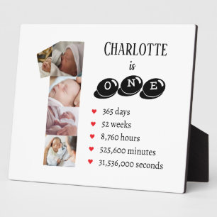 Placa Expositora Collage de fotos número 1 del primer año del bebé