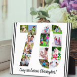 Placa Expositora Collage de fotos Número personalizado 70 Cumpleaño<br><div class="desc">Plaque de cumpleaños 70 - personalizada con un collage de fotos de tus fotos favoritas y texto personalizado. La plantilla de fotos está preparada para que añadas tus fotos, que se mostrarán en forma de número 70. La redacción, que actualmente dice "¡Felicitaciones [nombre]!" también puede ser personalizada. Por favor, busca...</div>