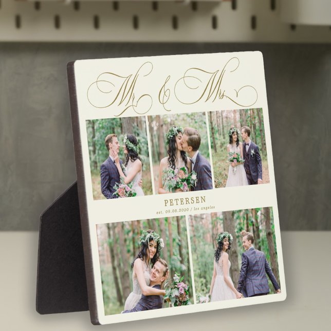 Placa Expositora Collage de fotos personalizadas de boda Sr y Sra (Subido por el creador)