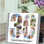 Placa Expositora Collage de fotos Personalizado Número 30 Cumpleaño<br><div class="desc">Plaque de cumpleaños 30 - personalizada con un collage de fotos de tus fotos favoritas y texto personalizado. La plantilla de fotos está preparada para que añadas tus fotos, que se mostrarán en la forma de un número 30. La redacción, que actualmente dice "¡Felicitaciones [nombre]!" también puede ser personalizada. Por...</div>