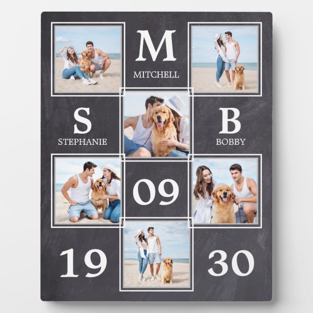 Placa Expositora Collage de fotos personalizado ruso de Boda recién (Frente)