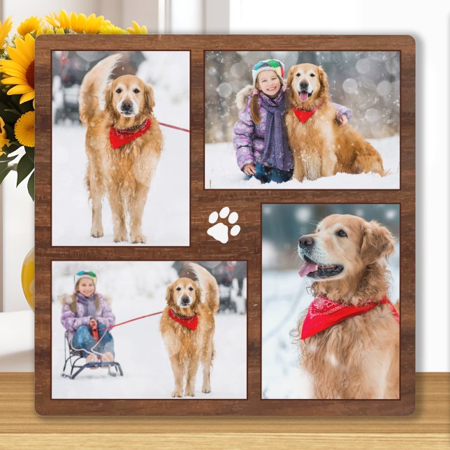 Placa Expositora Collage de fotos Rustic Wood Dog Lover (Subido por el creador)