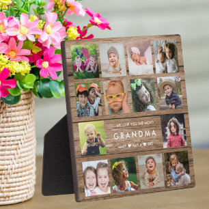 Placa Expositora Collage de fotos Rustic Wood We Love You Grandma 1