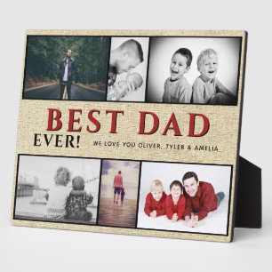 Placa Expositora Collage de fotos Rústico del Día 6 del Mejor Papá 