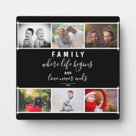 Placa Expositora Collage de fotos Script Black Family Keepsake