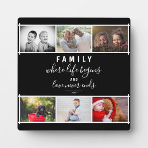 Placa Expositora Collage de fotos Script Black Family Keepsake