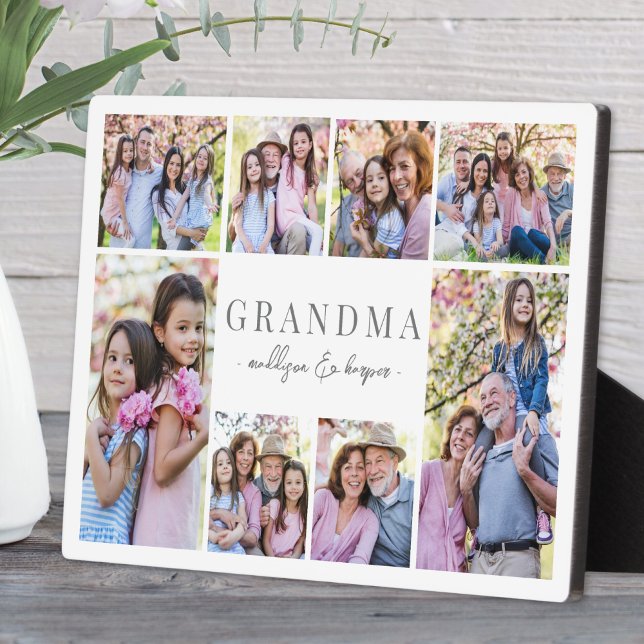 Placa Expositora Collage de Fotos Simple de Abuela (Simple Grandma Photo Collage plaque)