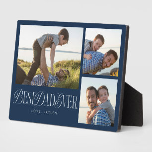 Placa Expositora Collage de fotos simple mejor papá jamás azul de l