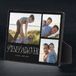 Placa Expositora Collage de fotos simple mejor papá jamás Keepsake<br><div class="desc">Simple y única placa de conservador de fotos del día del padre con 3 fotos tuyas con un texto de tipografía mezclado con guión y texto en serif debajo que dice "mejor papá de la historia".</div>