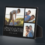 Placa Expositora Collage de fotos simple mejor papá jamás Keepsake<br><div class="desc">Simple y única placa de conservador de fotos del día del padre con 3 fotos tuyas con un texto de tipografía mezclado con guión y texto en serif debajo que dice "mejor papá de la historia".</div>