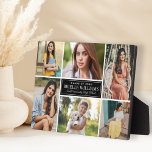 Placa Expositora Collage de graduación personalizado con 6 fotos<br><div class="desc">Muestre el viaje de su graduado con esta placa de collage de seis fotos que presenta un panel central con el año de graduación, el nombre del graduado y el nombre de la escuela en tipo elegante sobre un fondo negro. Suba seis fotos favoritas desde la infancia hasta el último...</div>