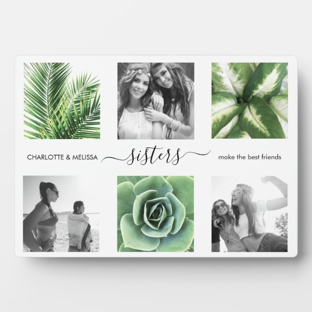 Placa Expositora Collage fotográfico de hermanas modernas (Frente)
