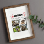 Placa Expositora Collage moderno de fotos de perros en 4 perros<br><div class="desc">Celebra a tu mejor amigo con un Collage de fotos personalizado. Cuando tienes tantos recuerdos y fotos divertidos, una foto no es suficiente. Esta placa tiene 4 fotos, una cita, y puedes personalizar el nombre de tu mascota. También puede cambiar el color de la huella de la pata. Para el...</div>
