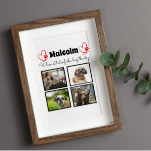 Placa Expositora Collage moderno de fotos de perros en 4 perros