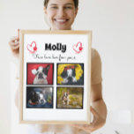 Placa Expositora Collage personalizado de perro 4 fotos<br><div class="desc">Celebra a tu mejor amigo con un Collage de fotos personalizado. Cuando tienes tantos recuerdos y fotos divertidos, una foto no es suficiente. Esta placa tiene 4 fotos, una cita, y puedes personalizar el nombre de tu mascota. También puede cambiar el color de la huella de la pata. Para el...</div>