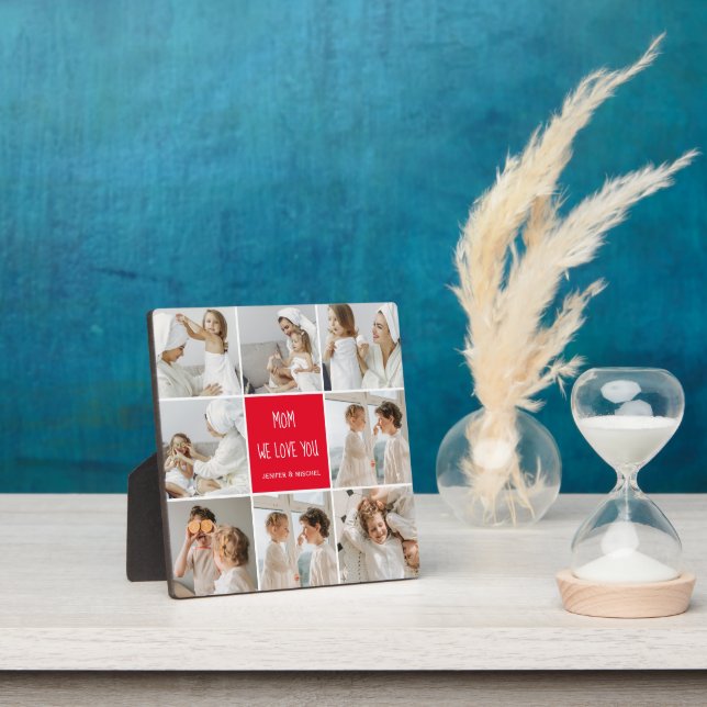 Placa Expositora Collage Photo Mom Red Te Ama Mejor Regalo De Madre (in situ)