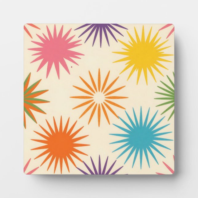Placa Expositora Colorful Mid Century Starburst Pattern (Frente)