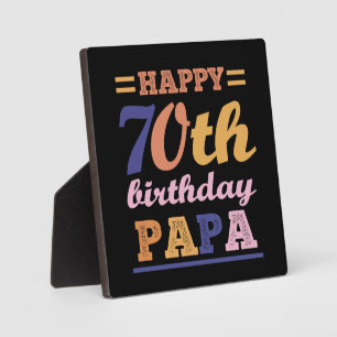 Placa Expositora Colorido feliz 70 cumpleaños, papá diciendo una ci