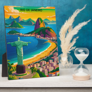 Placa Expositora Colorido Vintage Río de Janeiro Cristo Redentor