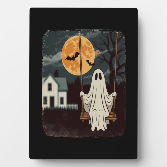 Placa Expositora Columpio de Fantasma Embrujado de Halloween (Frente)